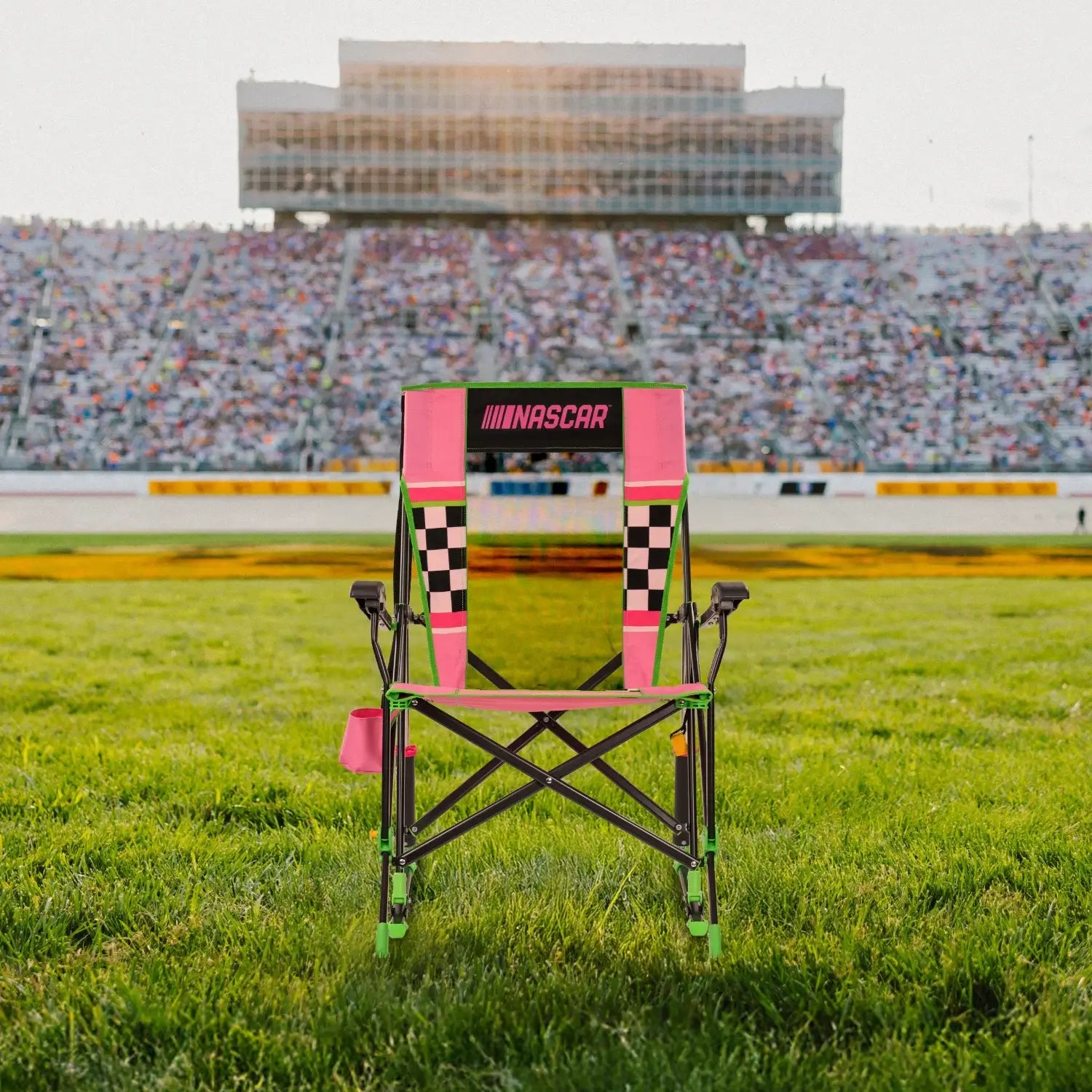 Heavy Duty NASCAR RoadTrip Rocker - Pink - Folding Rocking Chair - Perfect for Tailgating Detail
