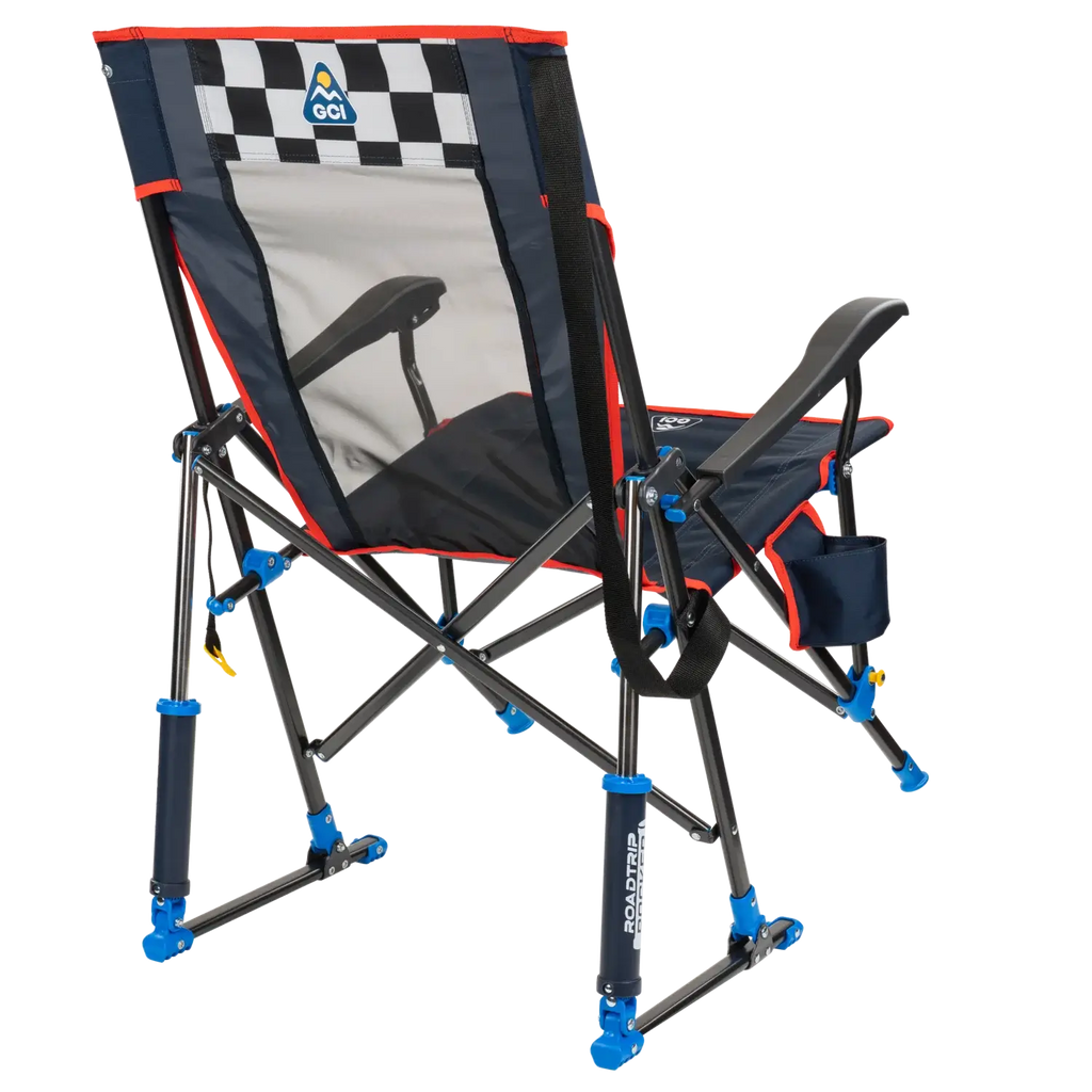 Premium All-Weather NASCAR RoadTrip Rocker - Blue - Camp Rocker Chair for Fishing & Beach Trips Detail