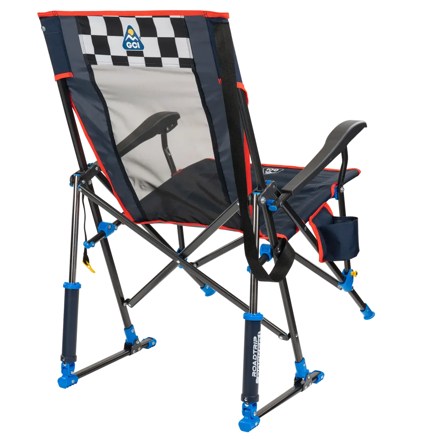 Premium All-Weather NASCAR RoadTrip Rocker - Blue - Camp Rocker Chair for Fishing & Beach Trips Detail