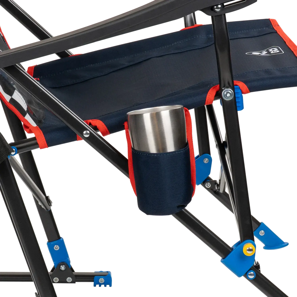Premium All-Weather NASCAR RoadTrip Rocker - Blue - Camp Rocker Chair for Fishing & Beach Trips Detail