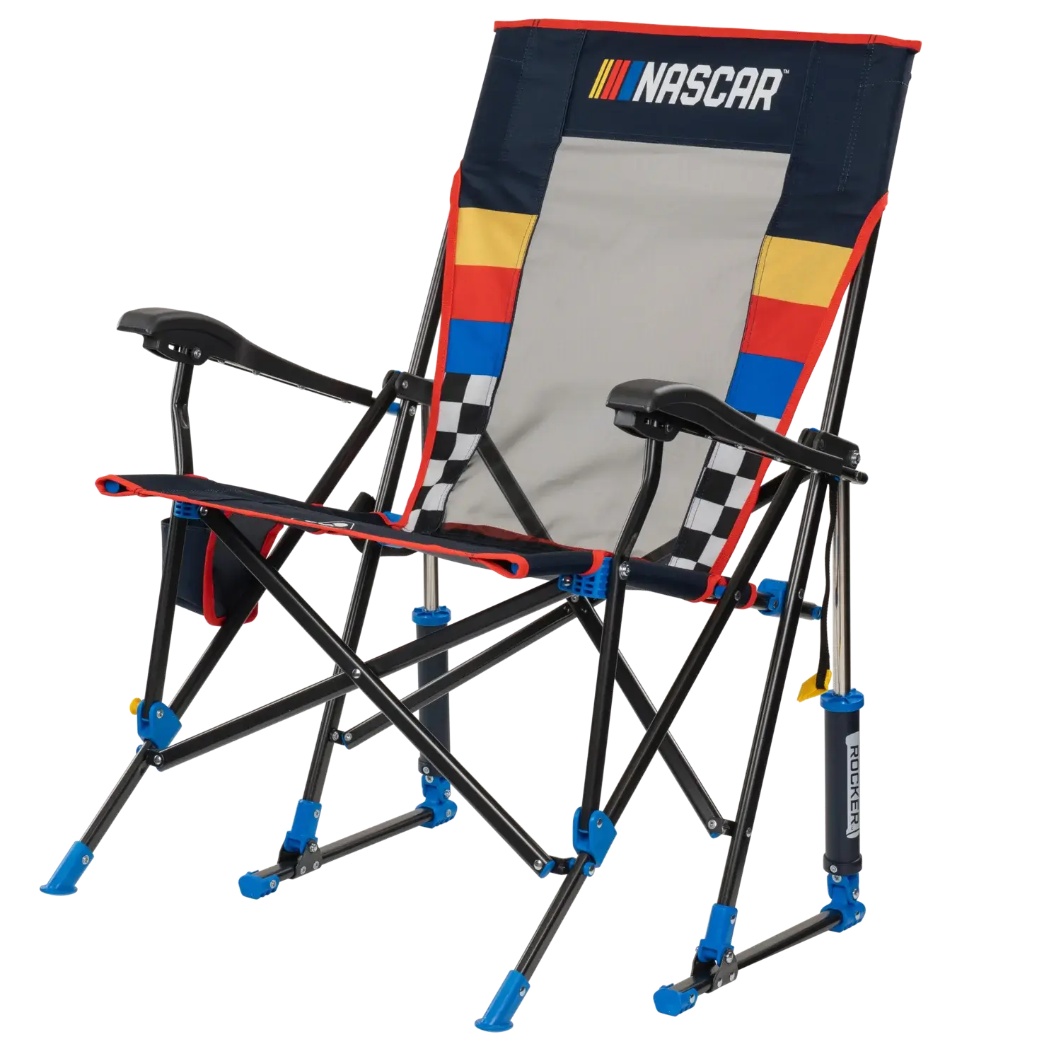 Premium All-Weather NASCAR RoadTrip Rocker - Blue - Camp Rocker Chair for Fishing & Beach Trips Detail