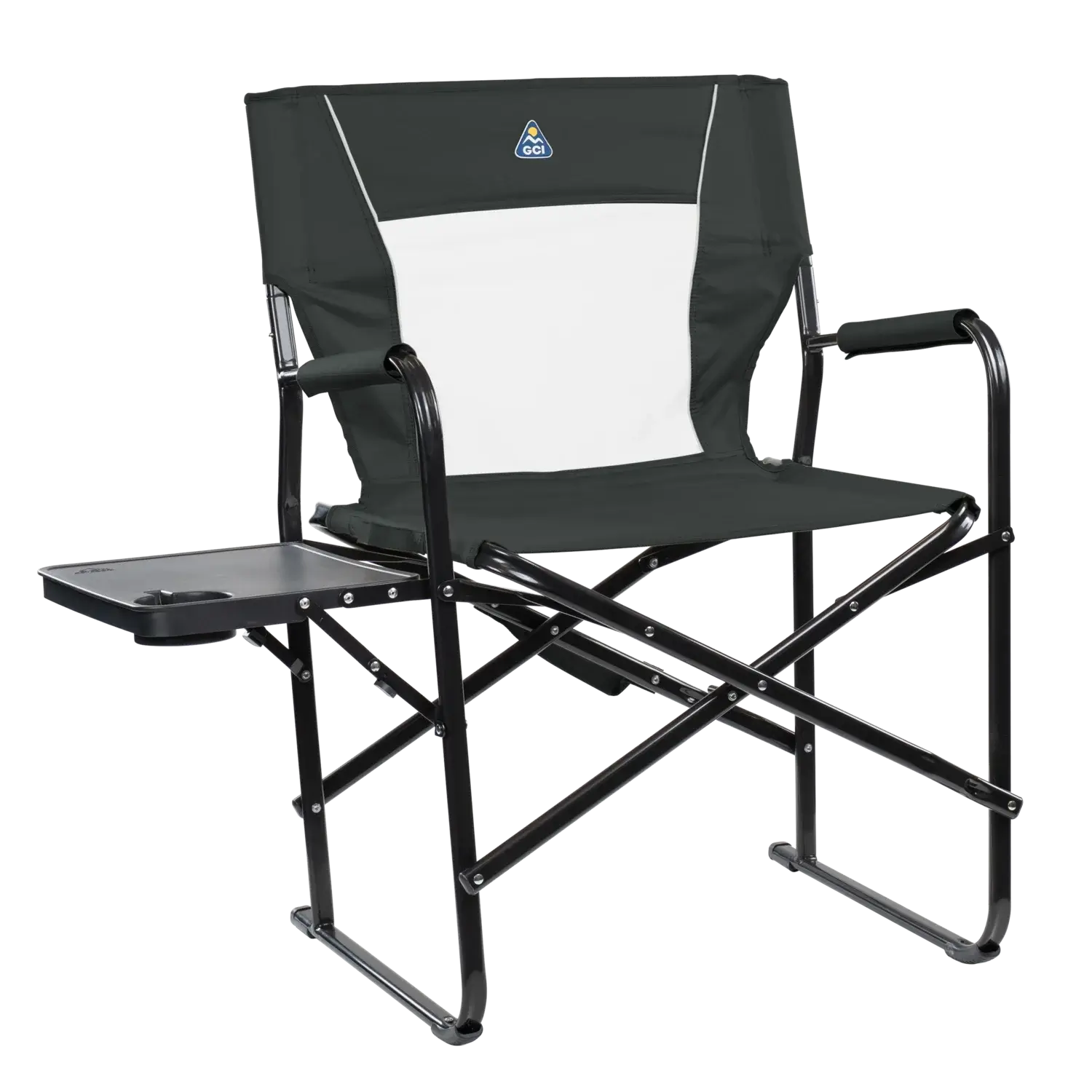 Ergonomic Portable Slim-Fold Director's Chair XL - Folding Rocking Chair - Perfect for Tailgating - Dark Charcoal