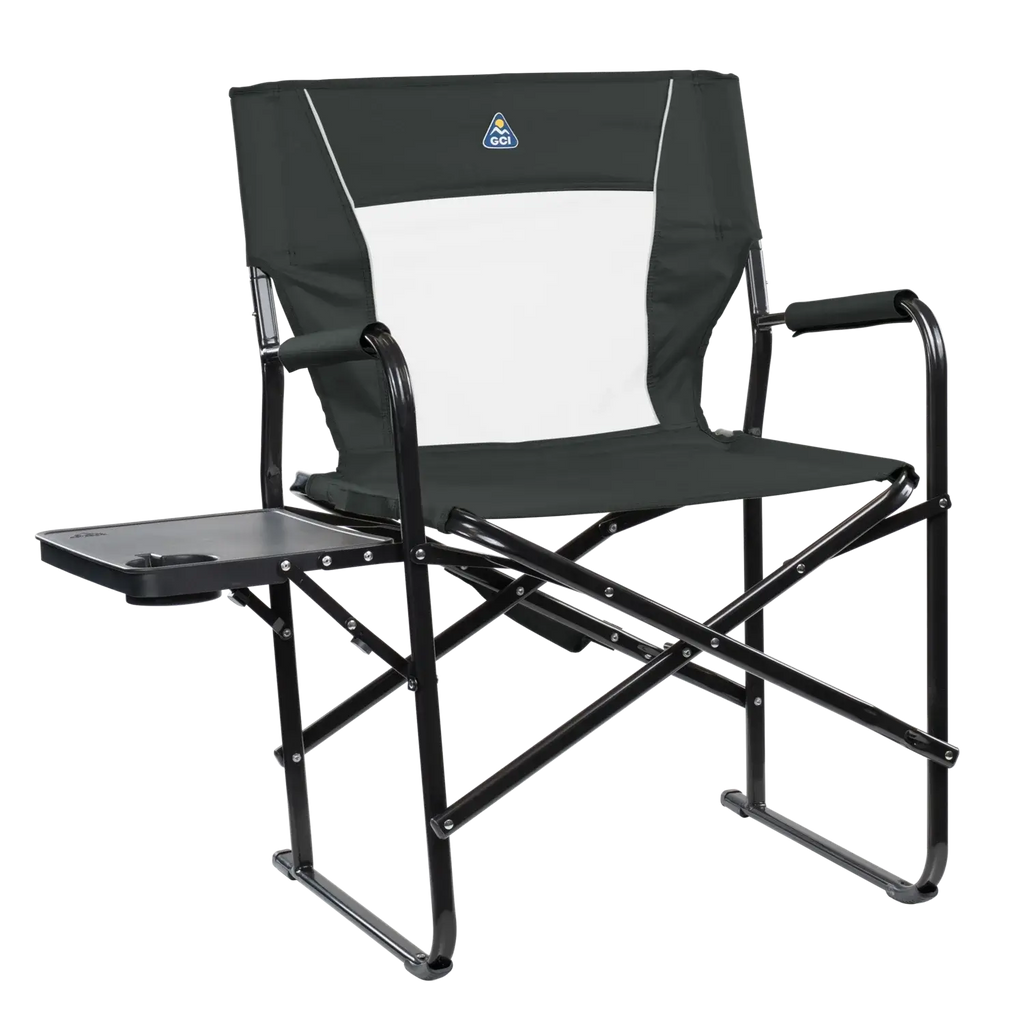 Ergonomic Portable Slim-Fold Director's Chair XL - Folding Rocking Chair - Perfect for Tailgating - Dark Charcoal