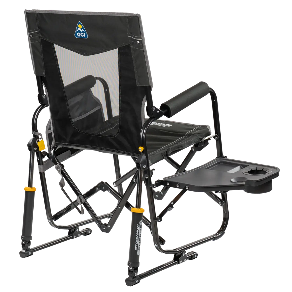Foldable Stowaway Rocker with Side Table - Camp Rocker Chair for Fishing & Beach Trips Detail