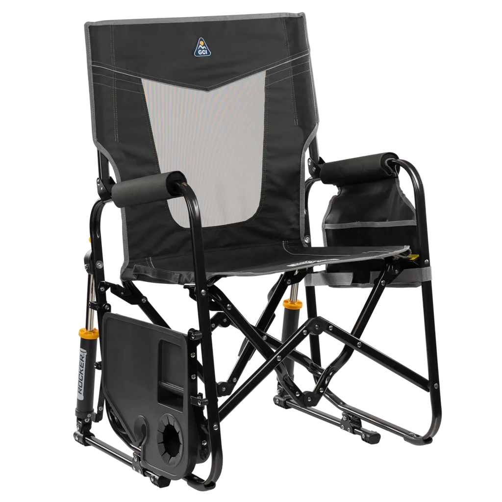 Foldable Stowaway Rocker with Side Table - Camp Rocker Chair for Fishing & Beach Trips Detail