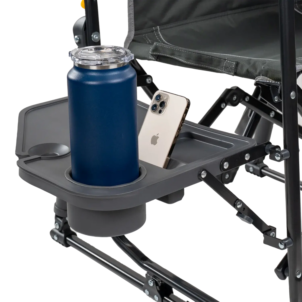 Foldable Stowaway Rocker with Side Table - Camp Rocker Chair for Fishing & Beach Trips Detail