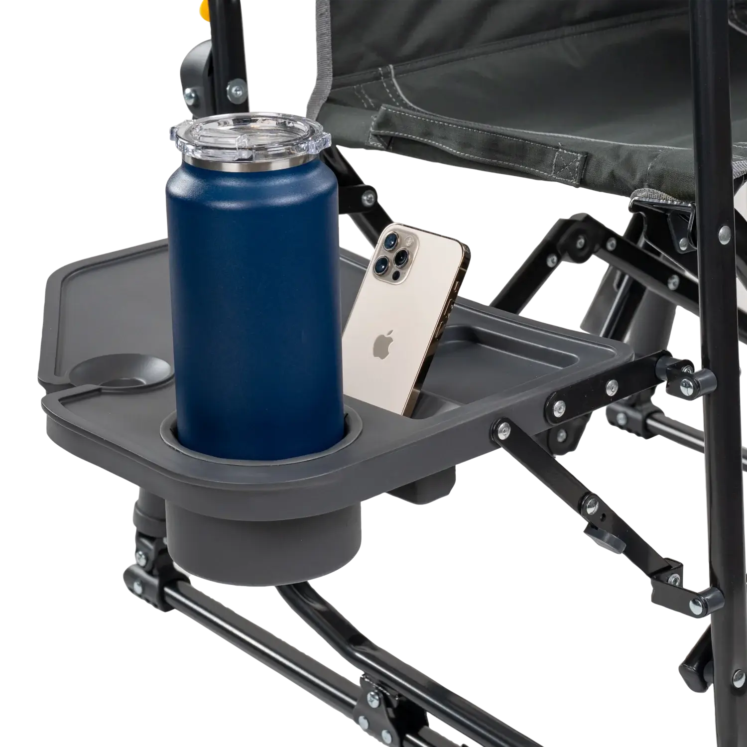 Foldable Stowaway Rocker with Side Table - Camp Rocker Chair for Fishing & Beach Trips Detail