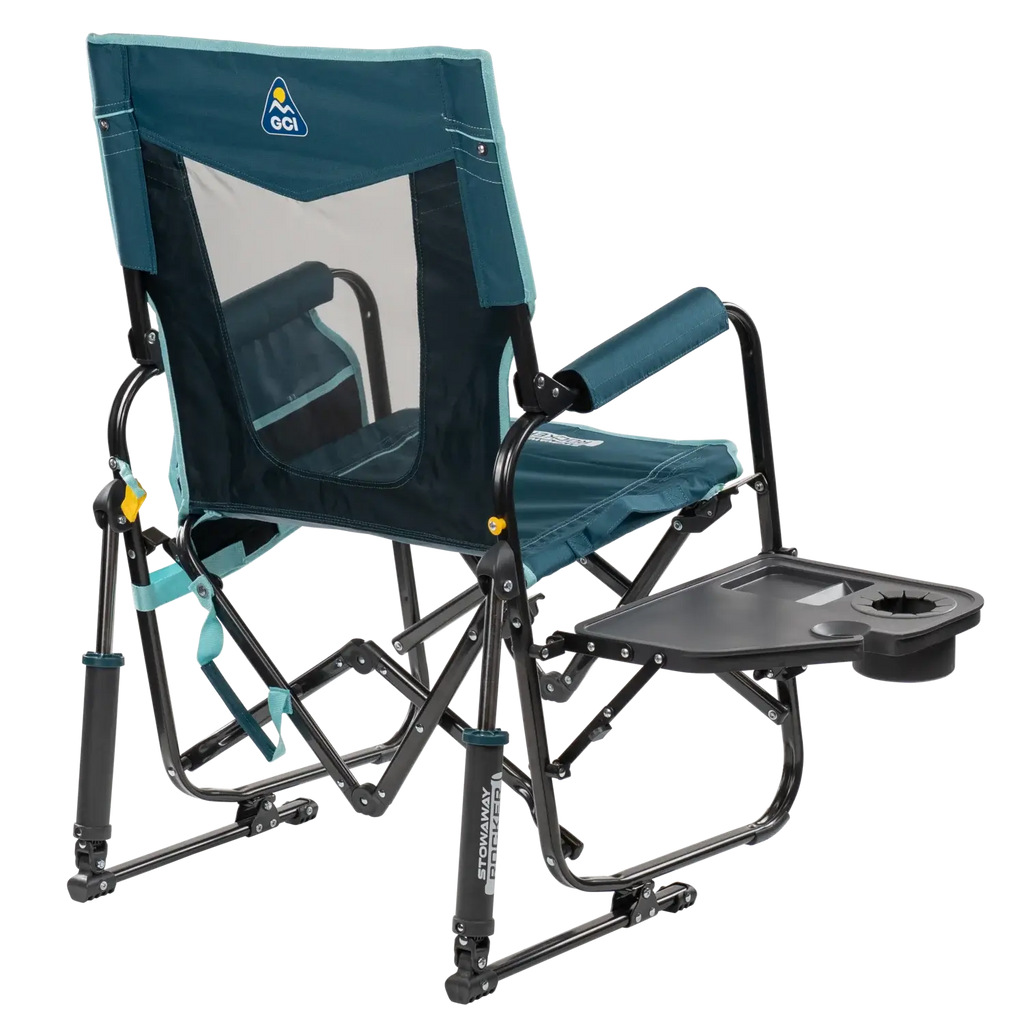 Foldable Stowaway Rocker with Side Table - Camp Rocker Chair for Fishing & Beach Trips Detail