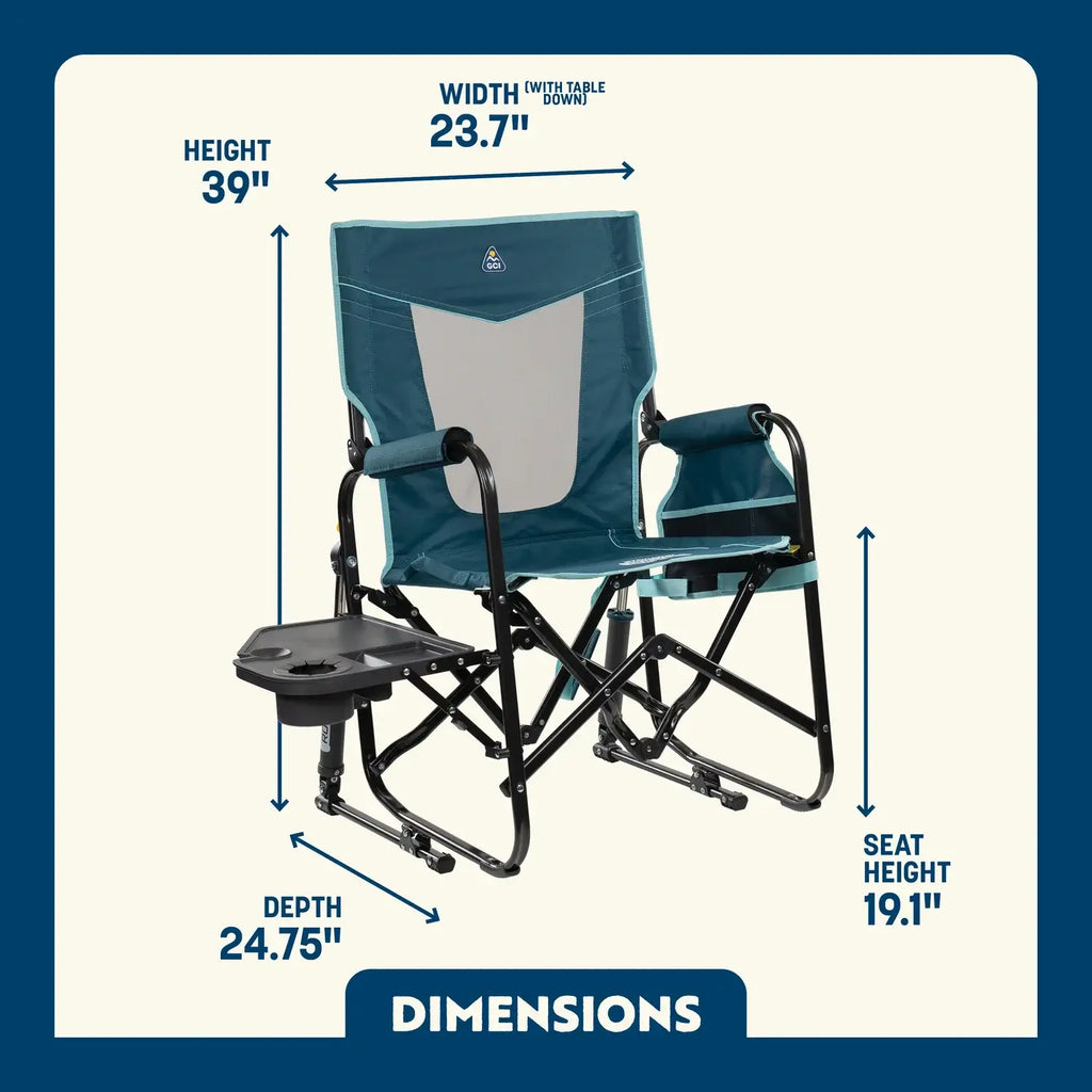 Foldable Stowaway Rocker with Side Table - Camp Rocker Chair for Fishing & Beach Trips Detail