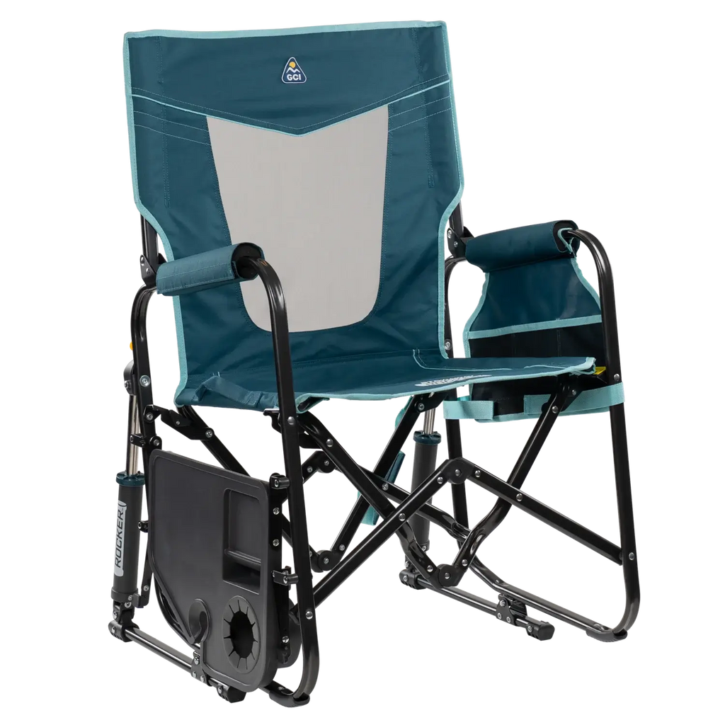 Foldable Stowaway Rocker with Side Table - Camp Rocker Chair for Fishing & Beach Trips Detail