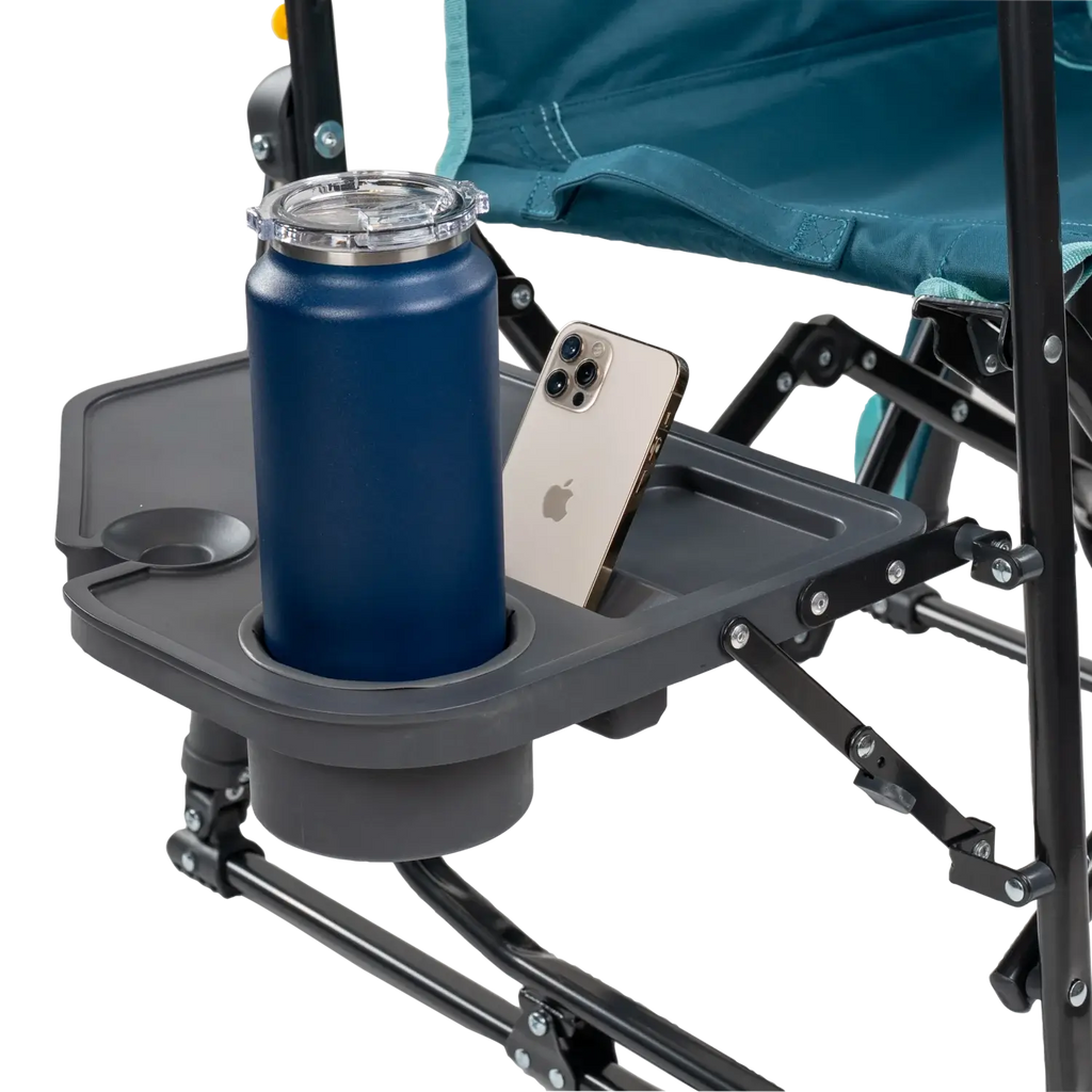 Foldable Stowaway Rocker with Side Table - Camp Rocker Chair for Fishing & Beach Trips Detail