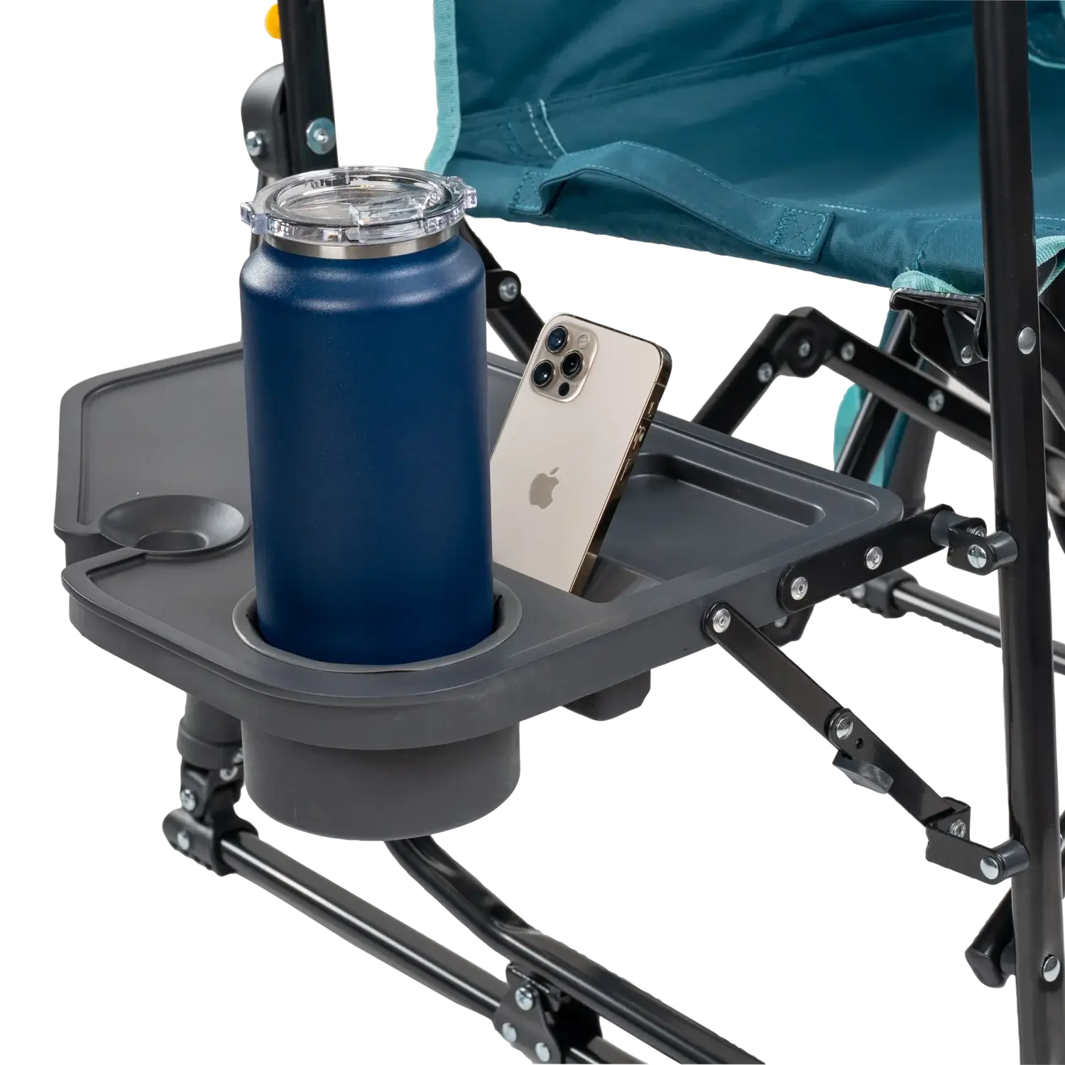 Foldable Stowaway Rocker with Side Table - Camp Rocker Chair for Fishing & Beach Trips Detail