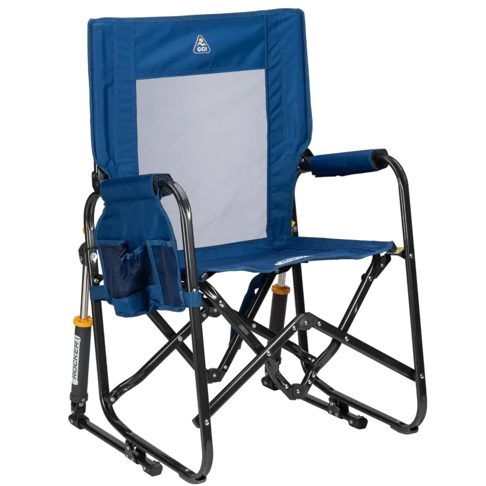 Ultra-Comfortable Stowaway Rocker - Camp Rocker Chair for Fishing & Beach Trips - Soft Navy