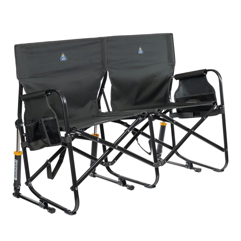 Heavy Duty Tandem Rocker - Folding Rocking Chair - Perfect for Tailgating - Dark Charcoal