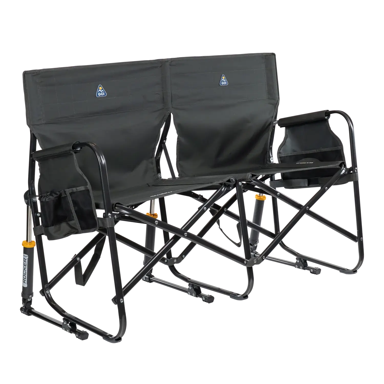 Heavy Duty Tandem Rocker - Folding Rocking Chair - Perfect for Tailgating - Dark Charcoal